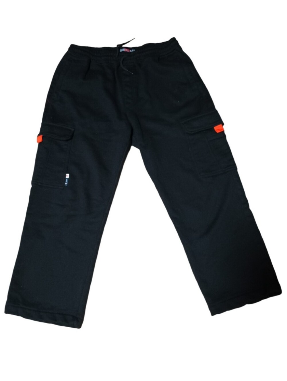Bocomal Black Cargo Sweatpants with Orange Tab Details